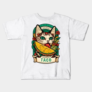 Tacocat Cinco De Mayo Funny Floral Cat Lover Mexican Fiesta Kids T-Shirt